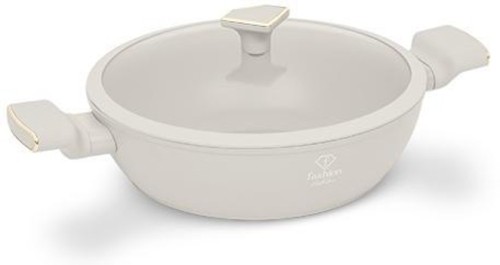 Garnek niski z pokrywką 30 cm Fashion TV FTV-0067  Matte Cream Gold