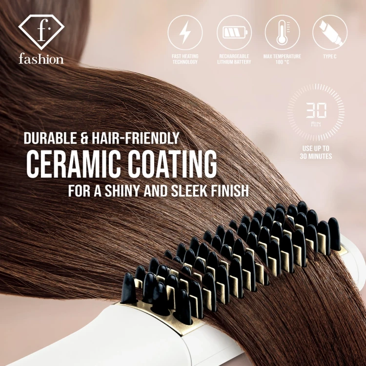 Mini prostujący grzebień do włosów FashionTV FTV-0148 Matte Cream Gold