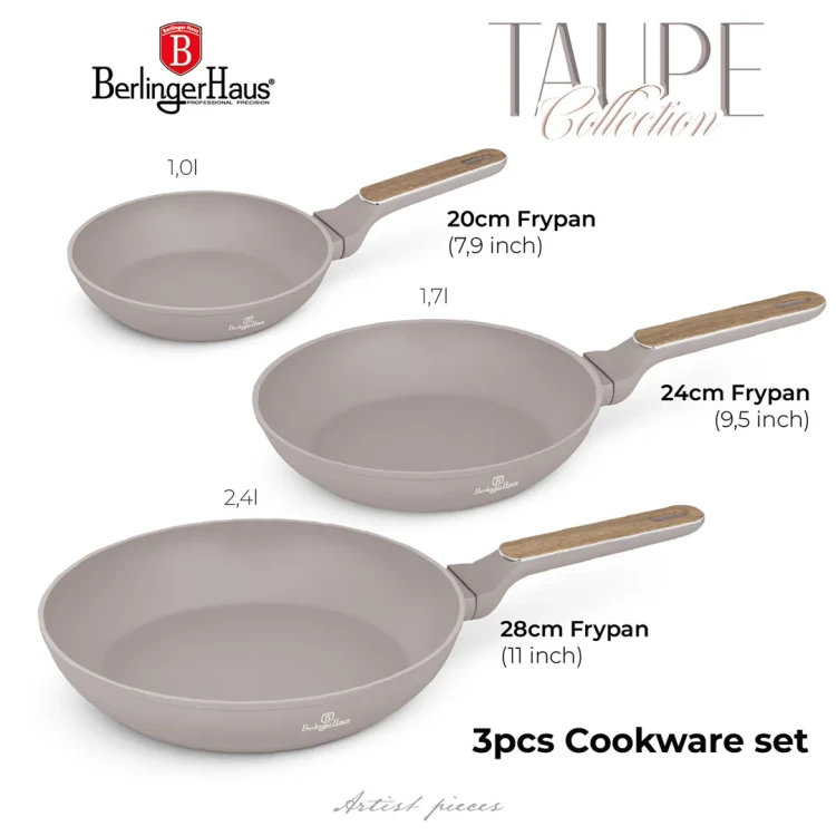 Zestaw 3 patelni BerlingerHaus Taupe Nordic BH-8341