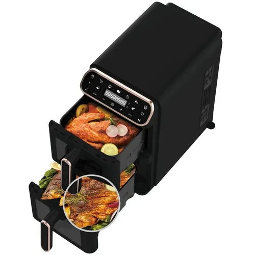 Frytkownica beztłuszczowa / Air Fryer z dwoma koszami 5,5l + 5,5l BerlingerHaus BH-9802 Black Rose Collection