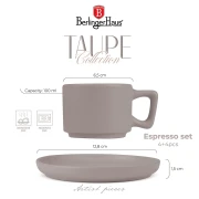 Zestaw 4 filiżanek do espresso z talerzykami BerlingerHaus BH-10016 Taupe
