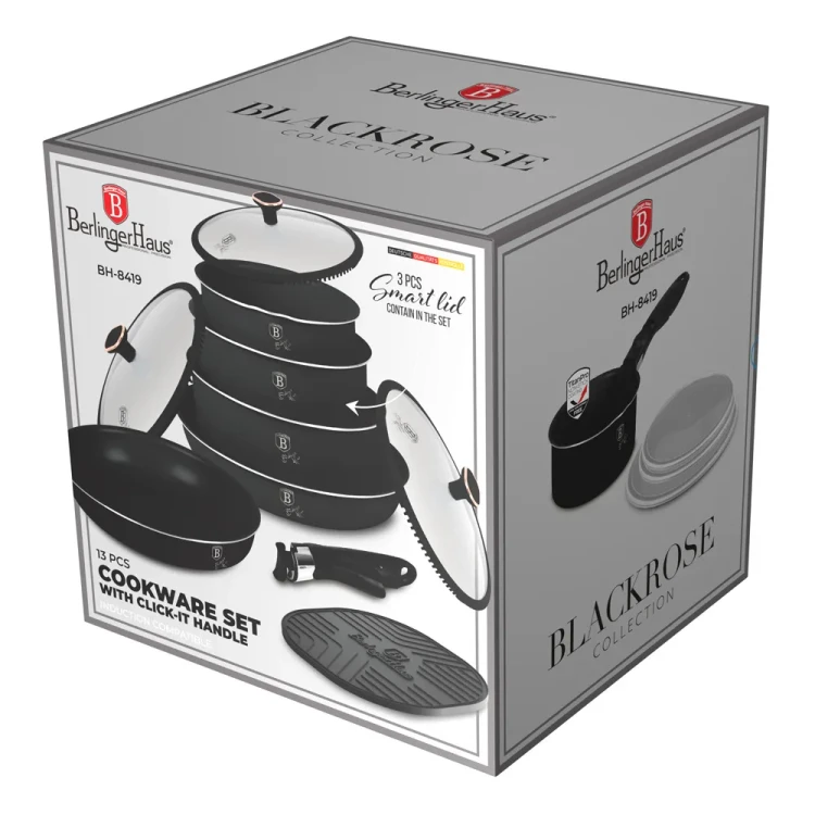 Zestaw garnków 13 el. z odpinaną rączką BerlingerHaus BH-8419 Black Rose Collection