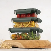 Zestaw 3 pojemników na żywność z pokrywkami BerlingerHaus BH-8791 Matte Green Collection