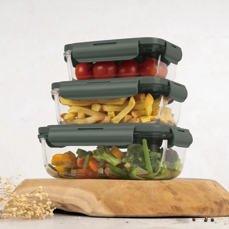 Zestaw 3 pojemników na żywność z pokrywkami BerlingerHaus BH-8791 Matte Green Collection