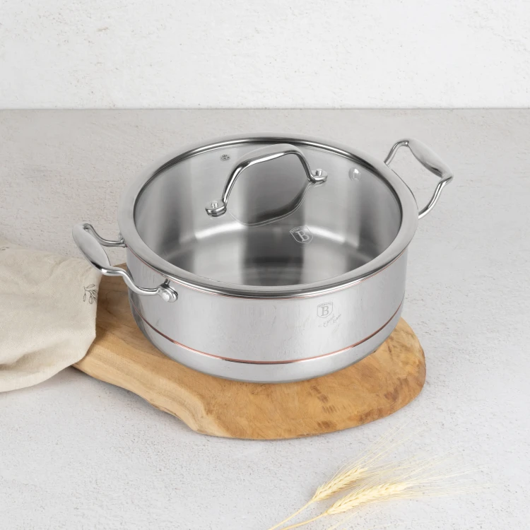 Garnek z pokrywką stalowy 24 cm Copper Touch Collection BerlingerHaus BH-8815