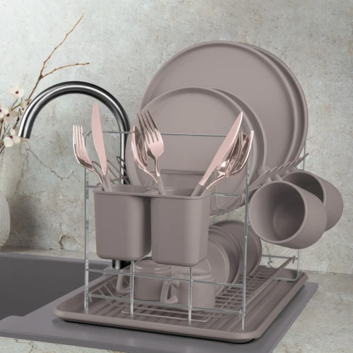 Suszarka do naczyń z ociekaczem BerlingerHaus Taupe BH-8596