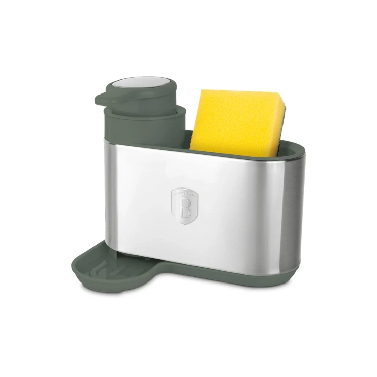 Dozownik płynu oraz praktyczny uchwyt na gąbkę BH-8933 Matte Green Collection