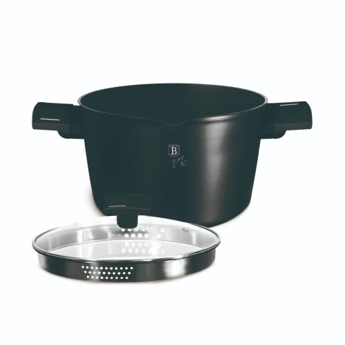 Garnek do makaronu i ryżu z pokrywą Ø24 cm | 6L | Matte Black Collection | BerlingerHaus LP-BH-255