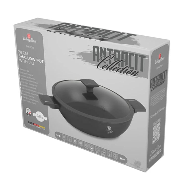 Garnek z pokrywką 28 cm 3,8 L Berlinger Haus BH 8128 Antracit