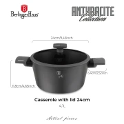 Garnek z pokrywką 24 cm 4,1 l Berlinger Haus BH 8131 Antracit