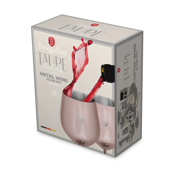 Zestaw 2 metalowych kieliszków do wina – stal nierdzewna BerlingerHaus BH-8658