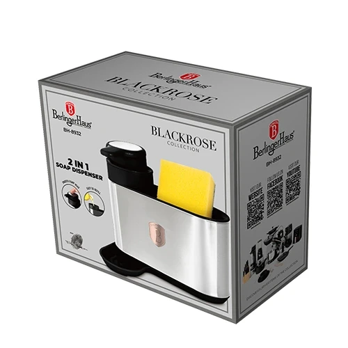 Dozownik płynu oraz praktyczny uchwyt na gąbkę BH-8932 Black Rose Collection