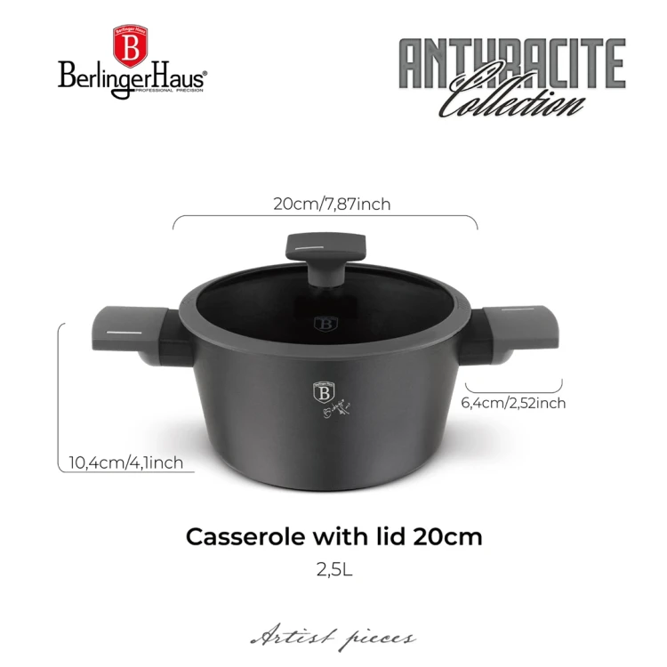 Garnek z pokrywką 20 cm BerlingerHaus BH-8130 Antracit Collection