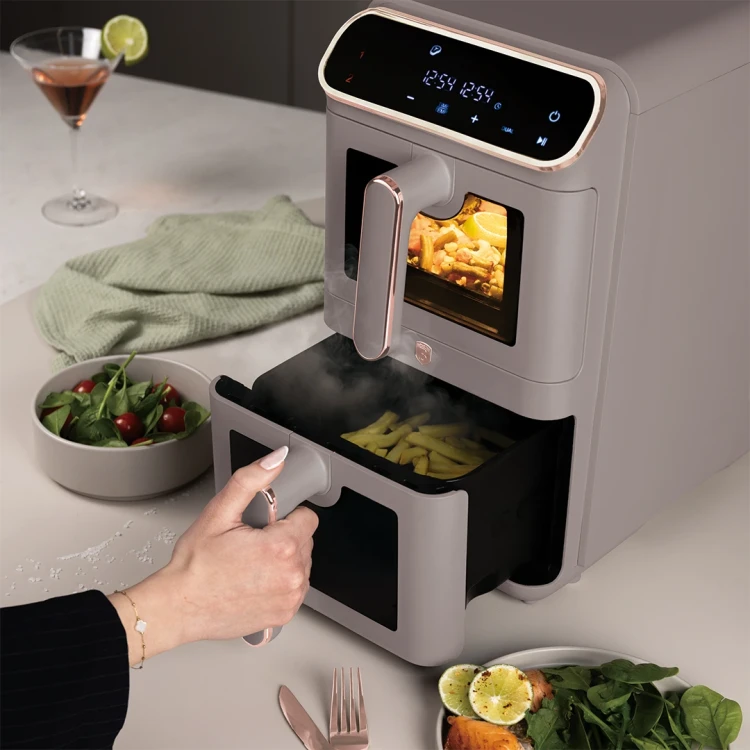 Frytkownica beztłuszczowa / Air Fryer z dwoma koszami 11l BerlingerHaus BH-9804 Taupe Collection