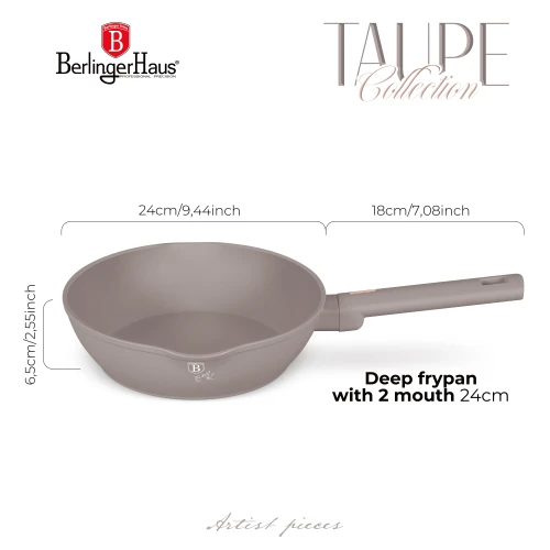 Głęboka patelnia z 2 wlotami 24 cm Berlinger Haus BH-8090 Taupe
