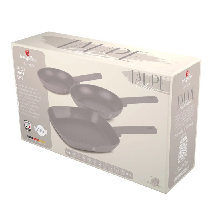 Zestaw 3 szt. patelni tytanowych, Berlinger Haus BH-8109 Taupe Collection