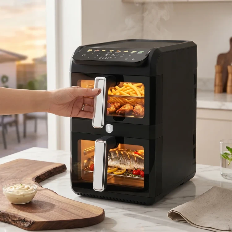 Frytkownica beztłuszczowa Air Fryer Dual 10 l (4 l + 6 l) BerlingerHaus Matte Black Collection BH-9926