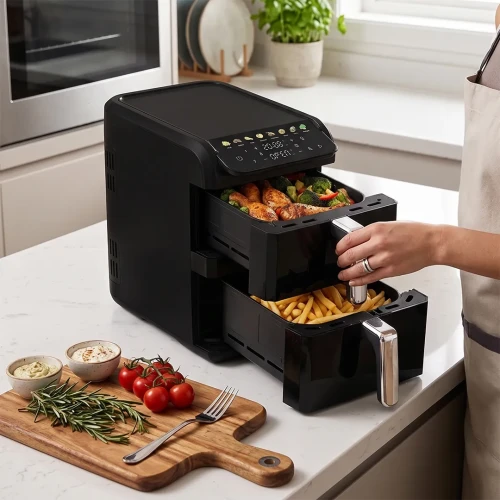 Frytkownica beztłuszczowa Air Fryer Dual 10 l (4 l + 6 l) BerlingerHaus Matte Black Collection BH-9926