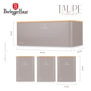 Zestaw 3 pojemników i chlebak BerlingerHaus BH-8902 Taupe Collection