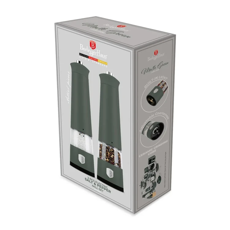 Elektryczne młynki 2 sztuki BerlingerHaus BH-9885 Matte Green Collection