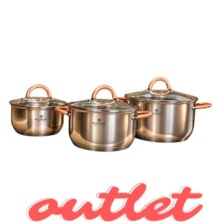Zestaw garnków 6 elem. Gourmet Blaumann 1,5l, 3l, 5l | OUTLET