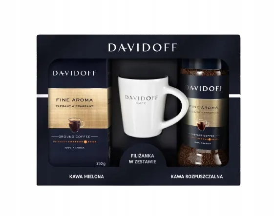 Zestaw prezentowy Davidoff Fine Aroma - kawa mielona, kawa instant + kubek