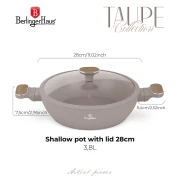 Garnek płytki 28 cm BerlingerHaus BH-8337 Taupe Nordic Collection