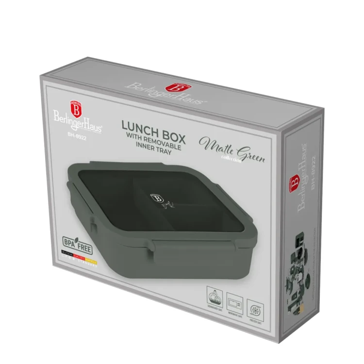 Lunch box 1320 ml BerlingerHaus BH-8922 Matte Green Collection