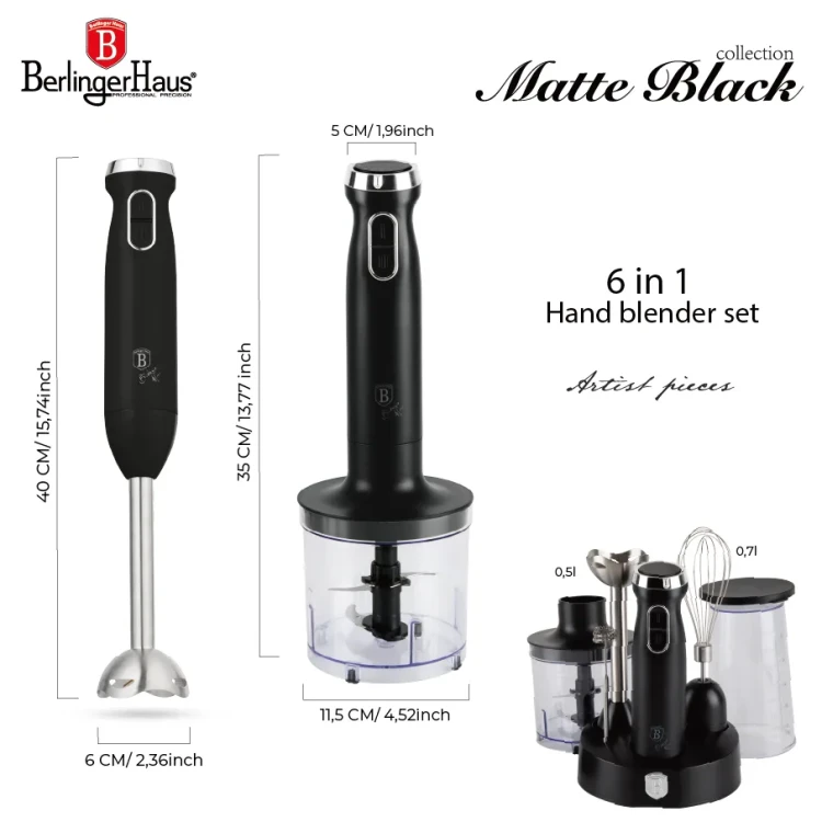 Blender ręczny 800W BerlingerHaus BH-9597 Matte Black Collection