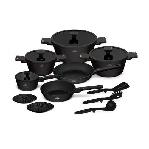 Zestaw 15el. garnki, patelnie, akcesoria BerlingerHaus Black Rose BH-8463