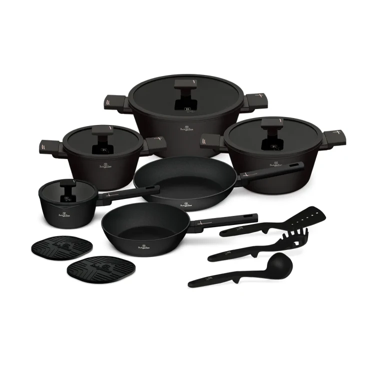 Zestaw 15el. garnki, patelnie, akcesoria BerlingerHaus Black Rose BH-8463