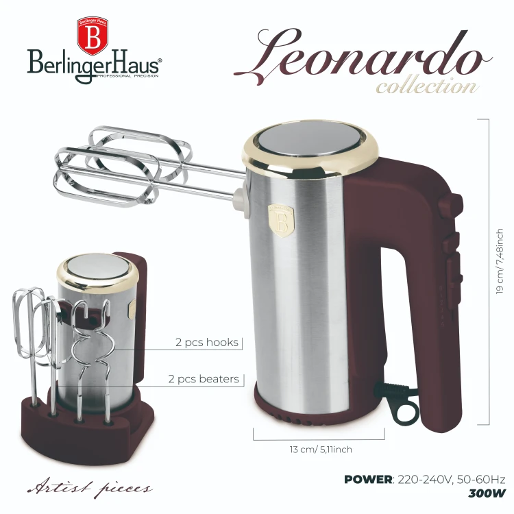 Mikser Ręczny BerlingerHaus 300W BH-9741 Leonardo Collection Kuchenny